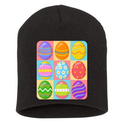 Cute Colorful Easter Egg Pop Art Short Acrylic Beanie