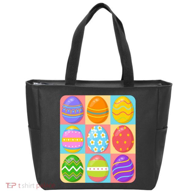 Cute Colorful Easter Egg Pop Art Zip Tote Bag