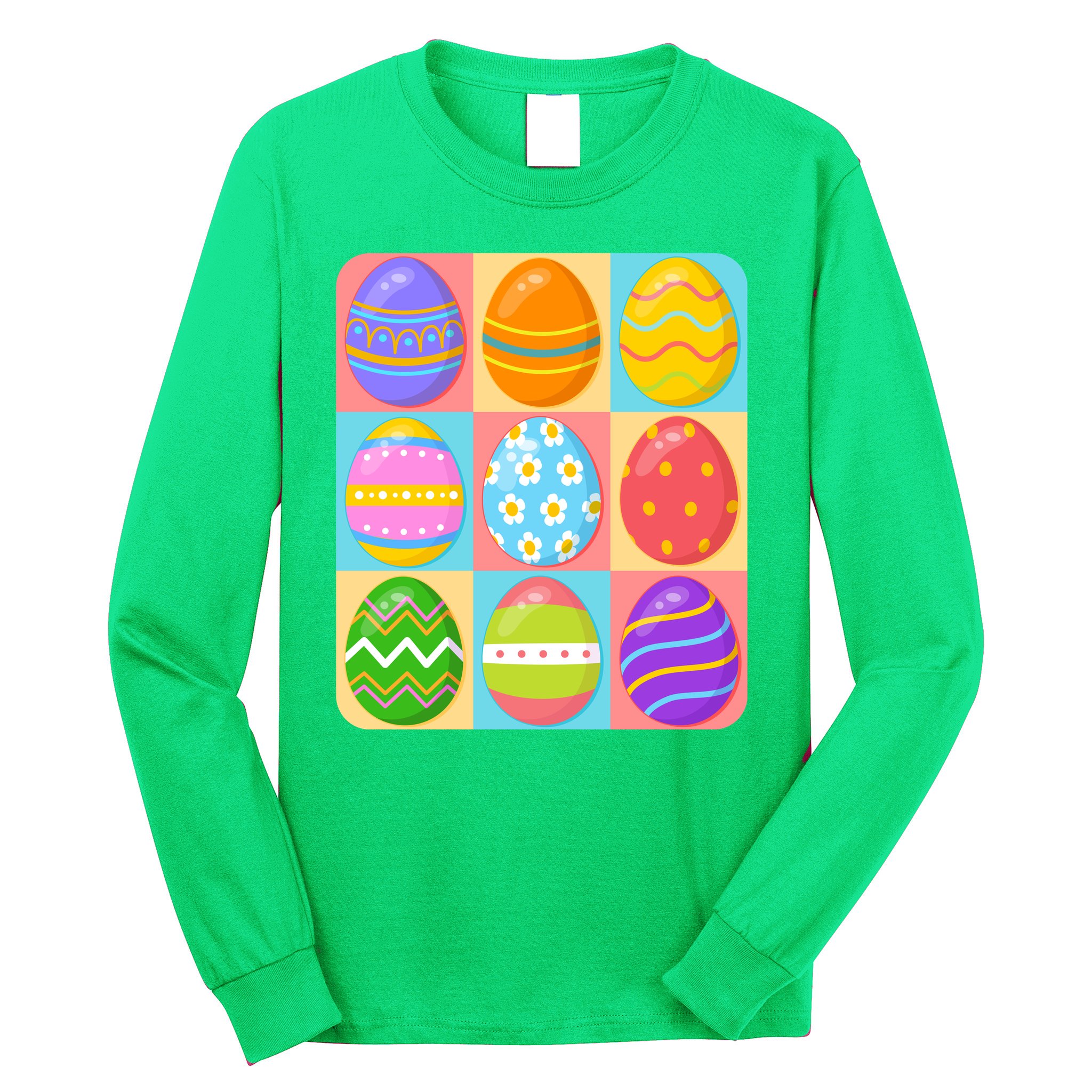 Cute Colorful Easter Egg Pop Art Long Sleeve Shirt