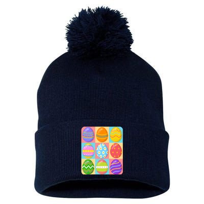 Cute Colorful Easter Egg Pop Art Pom Pom 12in Knit Beanie