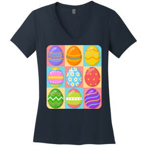 Cute Colorful Easter Egg Pop Art Women's V-Neck T-Shirt