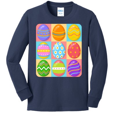 Cute Colorful Easter Egg Pop Art Kids Long Sleeve Shirt