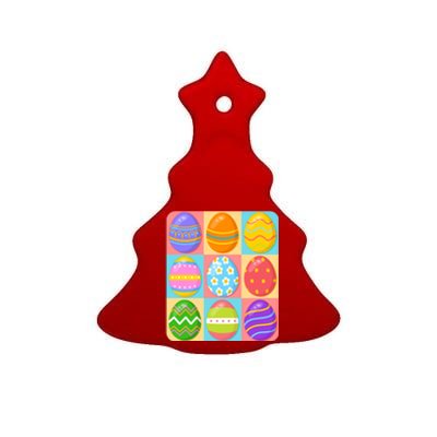 Cute Colorful Easter Egg Pop Art Ceramic Tree Ornament