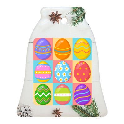 Cute Colorful Easter Egg Pop Art Ceramic Bell Ornament