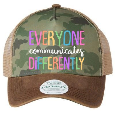 Colorful Cute Everyone Communicates Differently Legacy Tie Dye Trucker Hat