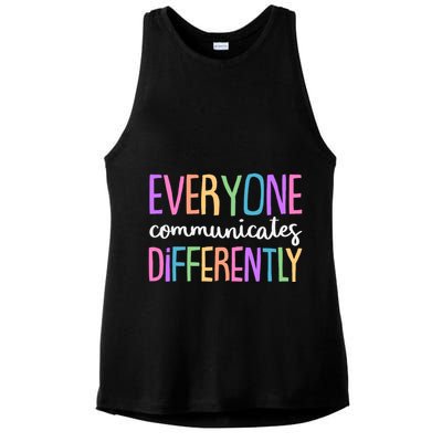 Colorful Cute Everyone Communicates Differently Ladies PosiCharge Tri-Blend Wicking Tank