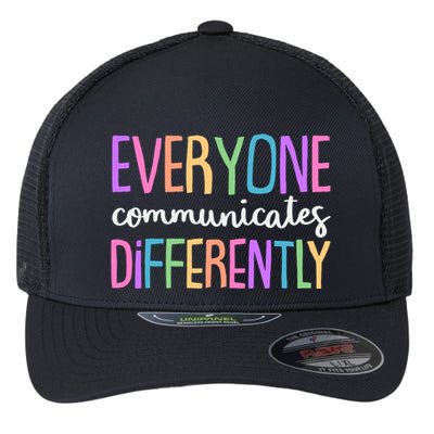 Colorful Cute Everyone Communicates Differently Flexfit Unipanel Trucker Cap