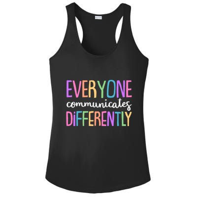 Colorful Cute Everyone Communicates Differently Ladies PosiCharge Competitor Racerback Tank