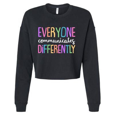 Colorful Cute Everyone Communicates Differently Cropped Pullover Crew