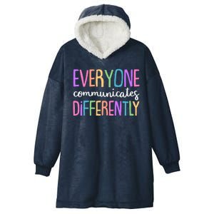 Colorful Cute Everyone Communicates Differently Hooded Wearable Blanket