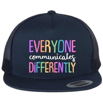 Colorful Cute Everyone Communicates Differently Flatbill Hat