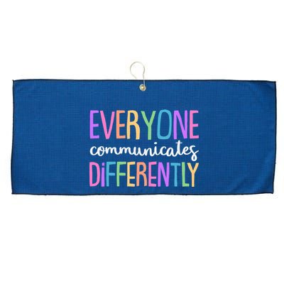 Colorful Cute Everyone Communicates Differently Large Microfiber Waffle Golf Towel