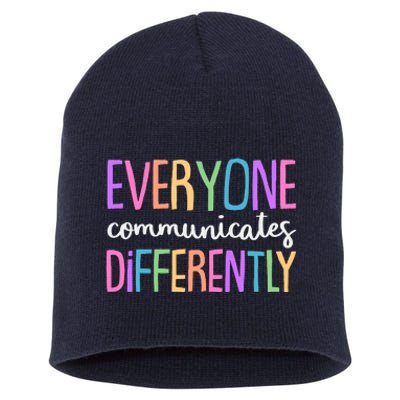 Colorful Cute Everyone Communicates Differently Short Acrylic Beanie