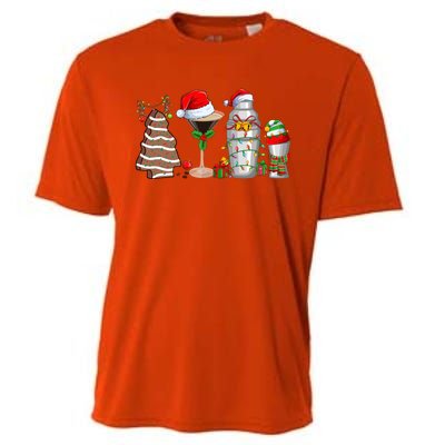 Christmas Cocktail Espresso Martini Ing Party Bartender Gift Cooling Performance Crew T-Shirt