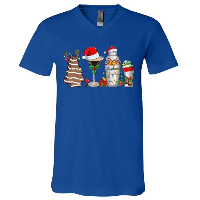 Christmas Cocktail Espresso Martini Ing Party Bartender Gift V-Neck T-Shirt