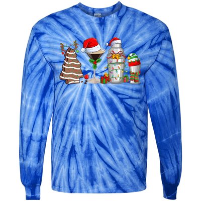 Christmas Cocktail Espresso Martini Ing Party Bartender Gift Tie-Dye Long Sleeve Shirt