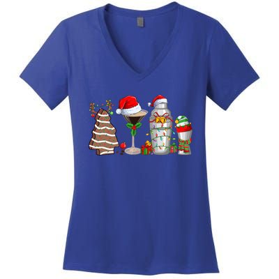 Christmas Cocktail Espresso Martini Ing Party Bartender Gift Women's V-Neck T-Shirt