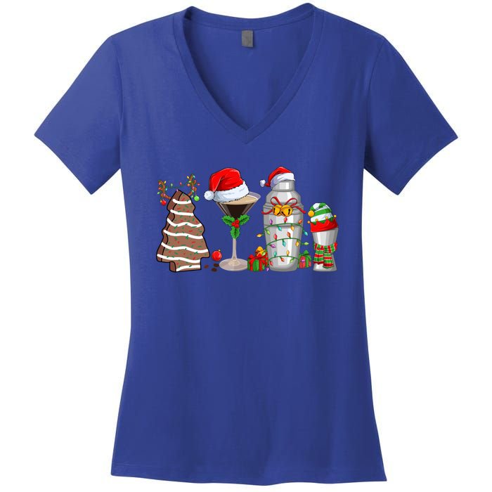 Christmas Cocktail Espresso Martini Ing Party Bartender Gift Women's V-Neck T-Shirt