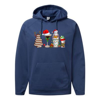 Christmas Cocktail Espresso Martini Ing Party Bartender Gift Performance Fleece Hoodie