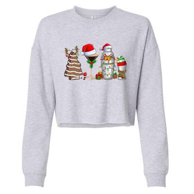 Christmas Cocktail Espresso Martini Ing Party Bartender Gift Cropped Pullover Crew