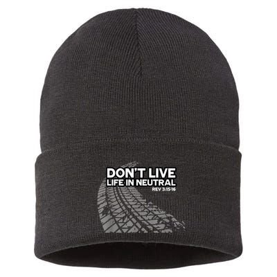 Christian Car Enthusiast Pastor Don't Live Life In Neutral Sustainable Knit Beanie