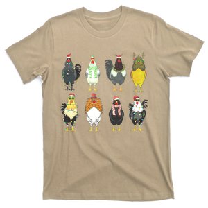 Christmas Chickens Farm Animal Christmas Funny Chicken Xmas Lights T-Shirt