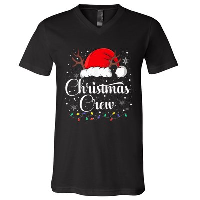 Christmas Crew Family Group Matching Christmas Pajama Party V-Neck T-Shirt