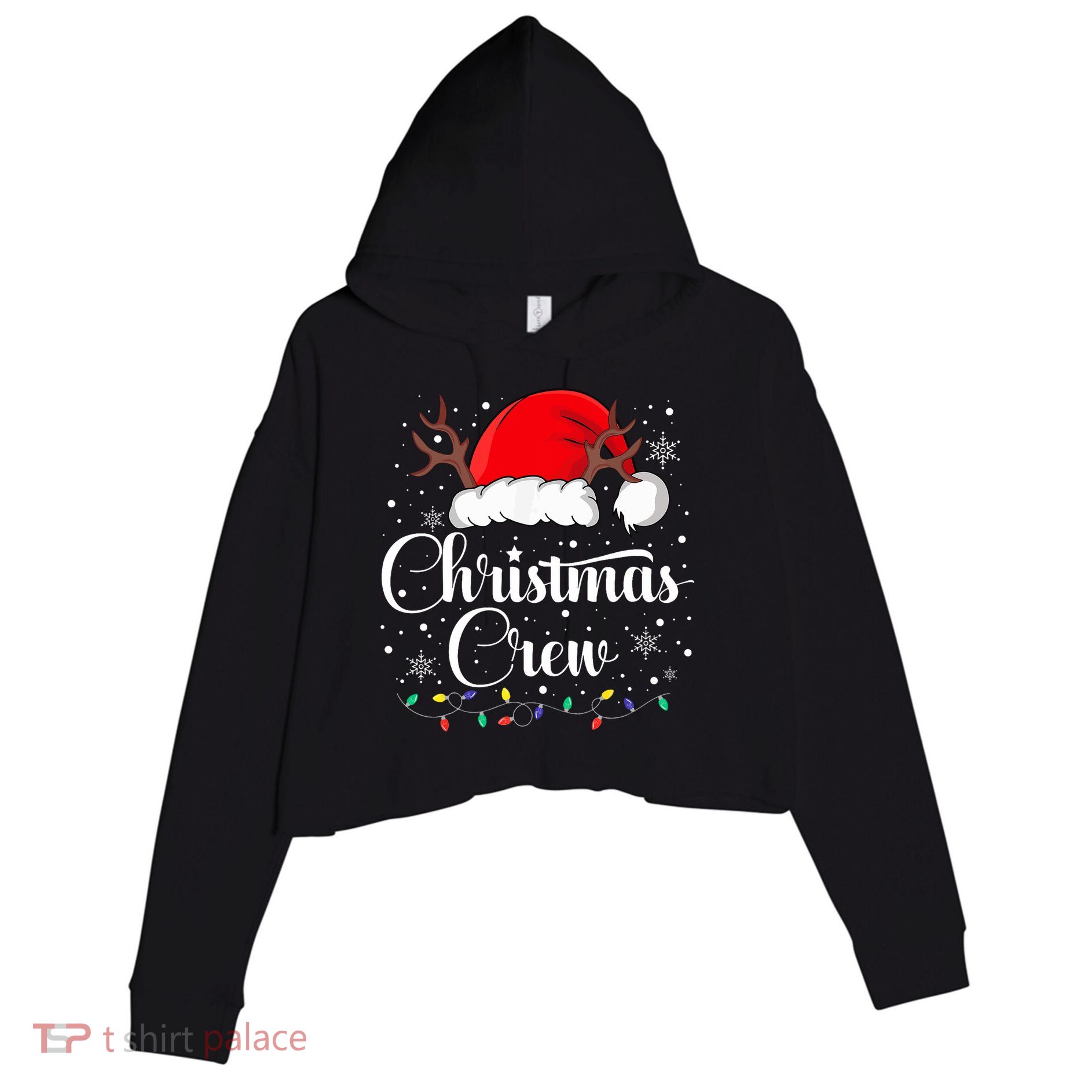 Christmas Crew Family Group Matching Christmas Pajama Party Crop Fleece Hoodie