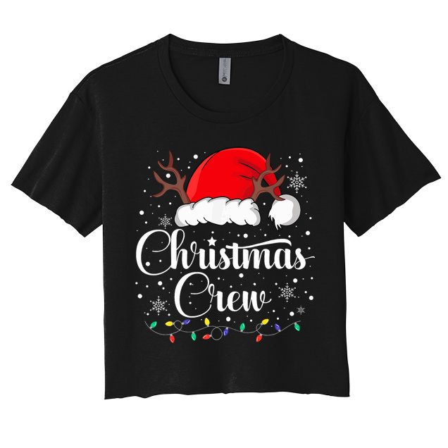 Christmas Crew Family Group Matching Christmas Pajama Party Women's Crop Top Tee
