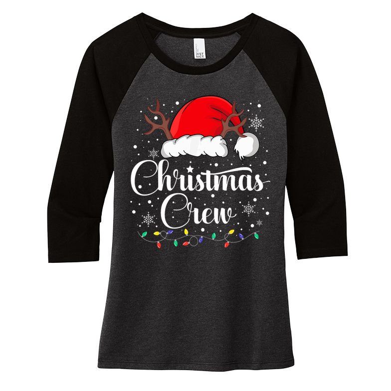 Christmas Crew Family Group Matching Christmas Pajama Party Women's Tri-Blend 3/4-Sleeve Raglan Shirt