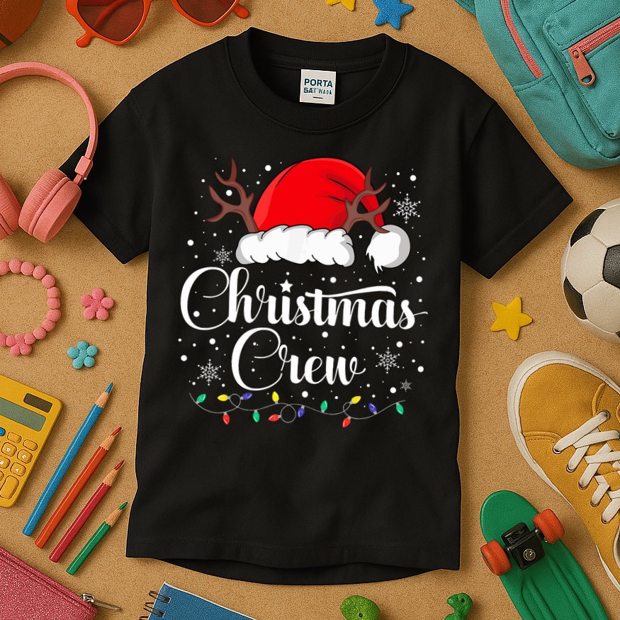 Christmas Crew Family Group Matching Christmas Pajama Party Kids T-Shirt
