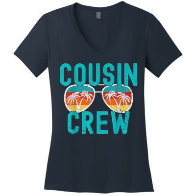 Cousin Crew Family Vacation Summer Vacation Beach Sunglasses Women's V-Neck T-Shirt