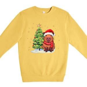 Capybara Christmas Funny Capybara Xmas Holiday Girl Premium Crewneck Sweatshirt