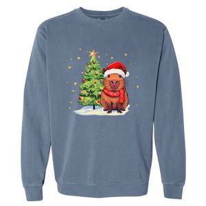 Capybara Christmas Funny Capybara Xmas Holiday Girl Garment-Dyed Sweatshirt