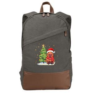 Capybara Christmas Funny Capybara Xmas Holiday Girl Cotton Canvas Backpack