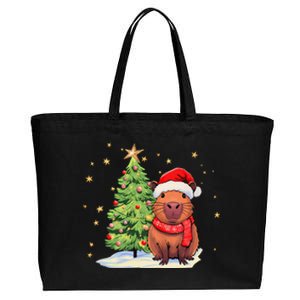 Capybara Christmas Funny Capybara Xmas Holiday Girl Cotton Canvas Jumbo Tote