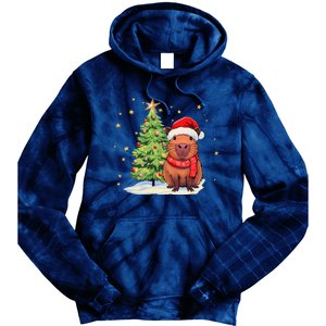 Capybara Christmas Funny Capybara Xmas Holiday Girl Tie Dye Hoodie