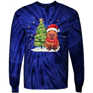 Capybara Christmas Funny Capybara Xmas Holiday Girl Tie-Dye Long Sleeve Shirt