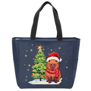 Capybara Christmas Funny Capybara Xmas Holiday Girl Zip Tote Bag