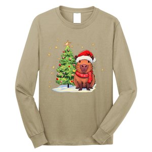 Capybara Christmas Funny Capybara Xmas Holiday Girl Long Sleeve Shirt