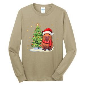 Capybara Christmas Funny Capybara Xmas Holiday Girl Tall Long Sleeve T-Shirt