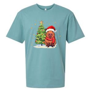 Capybara Christmas Funny Capybara Xmas Holiday Girl Sueded Cloud Jersey T-Shirt