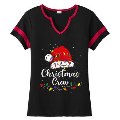 Christmas Crew Family Group Matching Christmas Pajama Party Ladies Halftime Notch Neck Tee