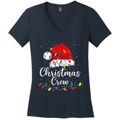 Christmas Crew Family Group Matching Christmas Pajama Party Women's V-Neck T-Shirt