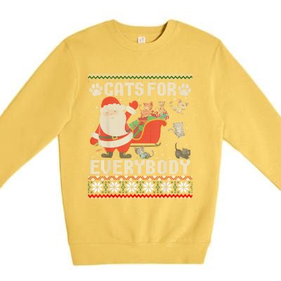 Christmas Cats For Everybody Ugly Funny Cute Great Gift Premium Crewneck Sweatshirt