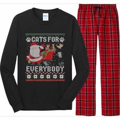 Christmas Cats For Everybody Ugly Funny Cute Great Gift Long Sleeve Pajama Set