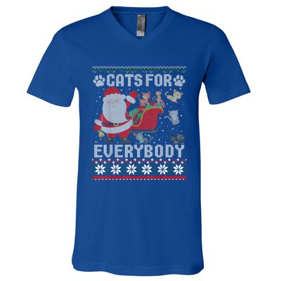 Christmas Cats For Everybody Ugly Funny Cute Great Gift V-Neck T-Shirt