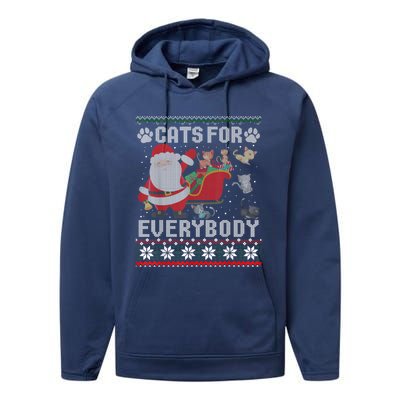 Christmas Cats For Everybody Ugly Funny Cute Great Gift Performance Fleece Hoodie