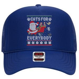 Christmas Cats For Everybody Ugly Funny Cute Great Gift High Crown Mesh Back Trucker Hat