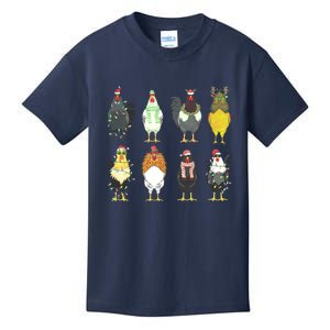 Christmas Chickens Farm Animal Christmas Funny Chicken Xmas Lights Kids T-Shirt